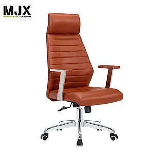High back brown PU swivel chair with PU padded seat&back