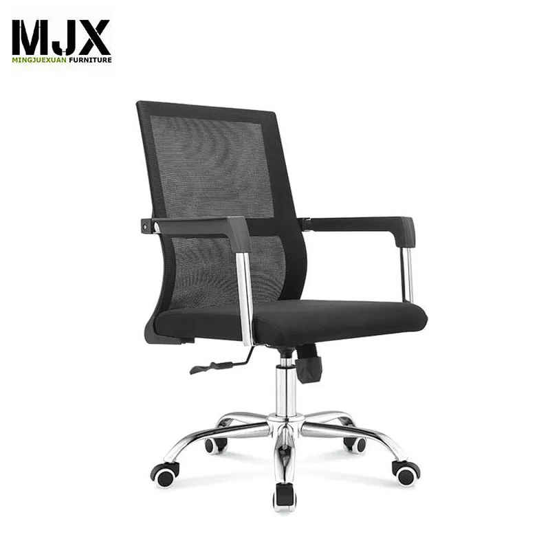 Popular black mesh mid back office chair with 330mm chrome metal base