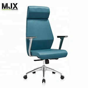 Luxury boss office leather chair with PU nylon castors aluminium base office chair