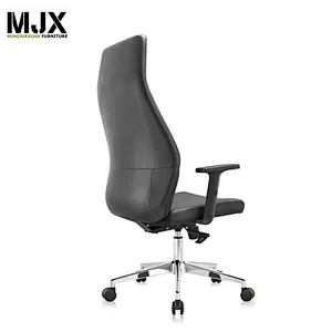 2019 new design  competitive luxury black PU high back boss chair with chrome metal base