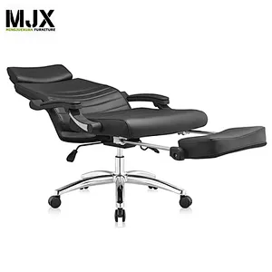 High end  black high back PU sleeping office chair with 370mm chrome base