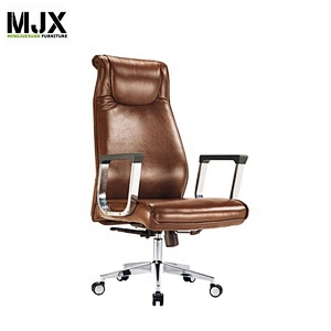 Modern office furniture chrome metal base PU leather high back executive chair