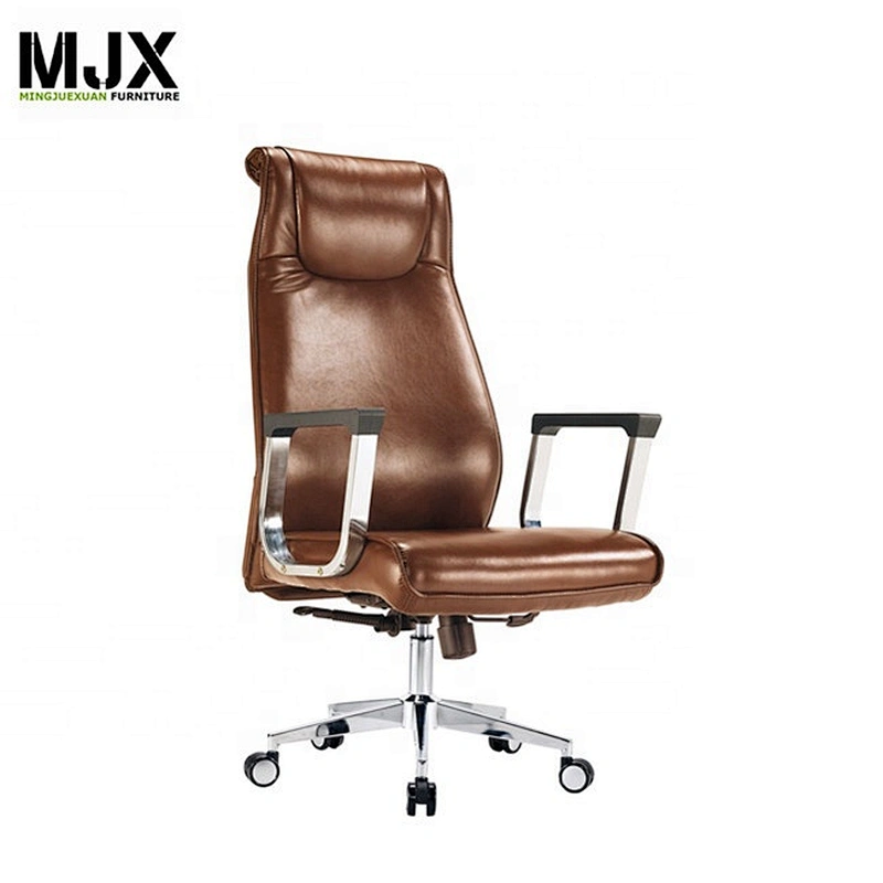 Modern office furniture chrome metal base PU leather high back executive chair