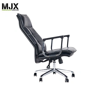 Comfortable furniture brown PU leather revolving chair with chrome leg
