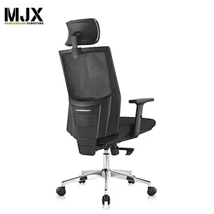 Popular high back black mesh ergonomic chair with 350mm chrome metal base