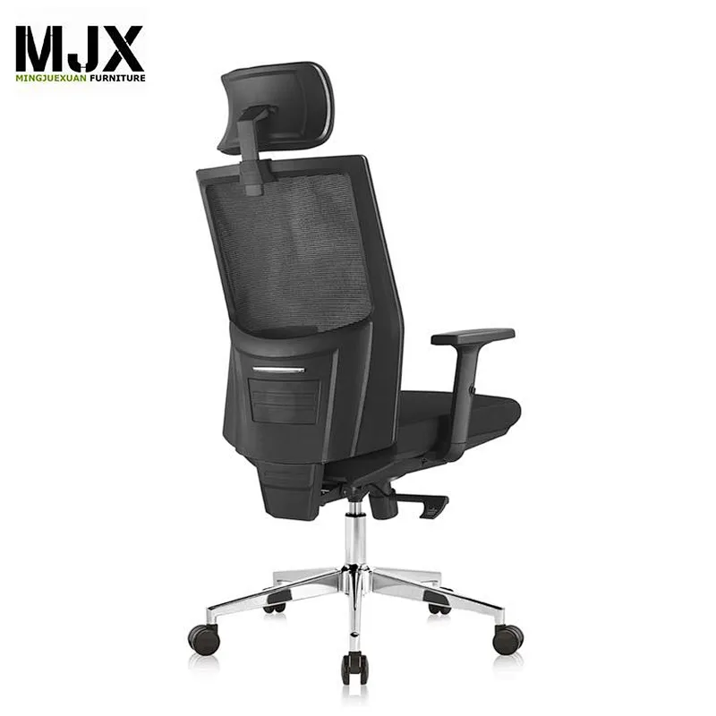 Popular high back black mesh ergonomic chair with 350mm chrome metal base