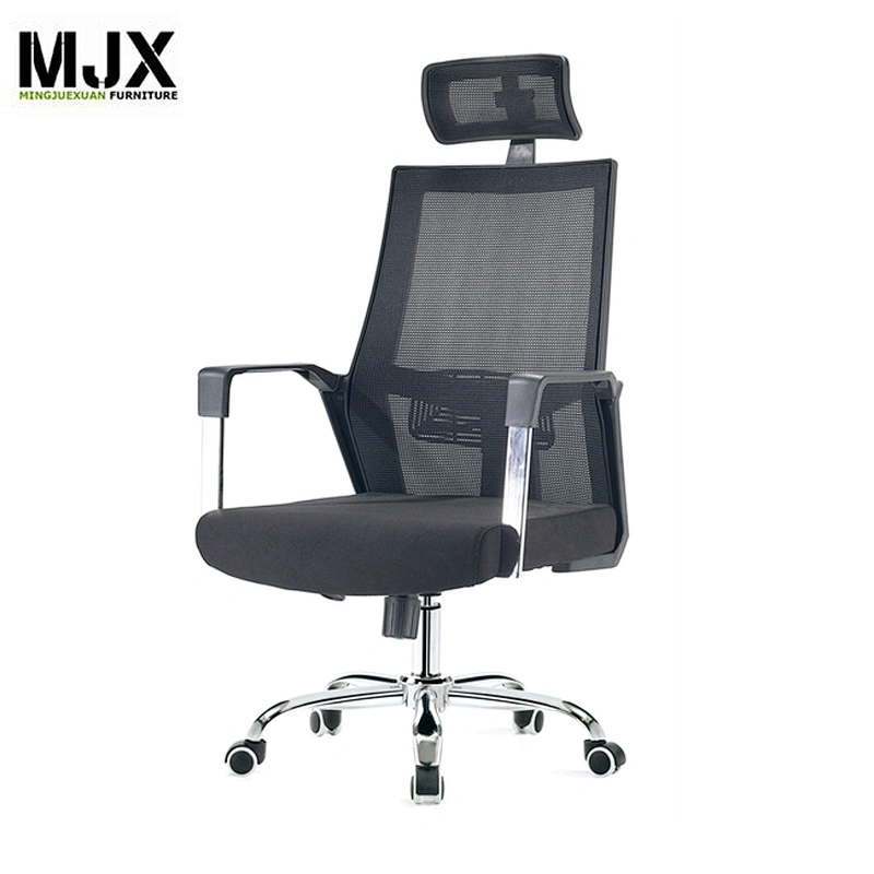High back office swivel mesh luxury office wheelchair PU nylon castors with headrest