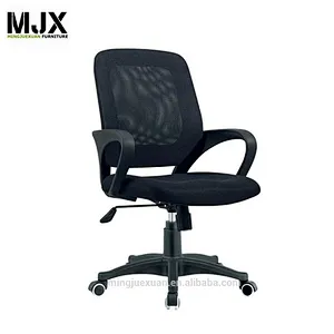 Simple design black mesh chair mid back chair with wheels