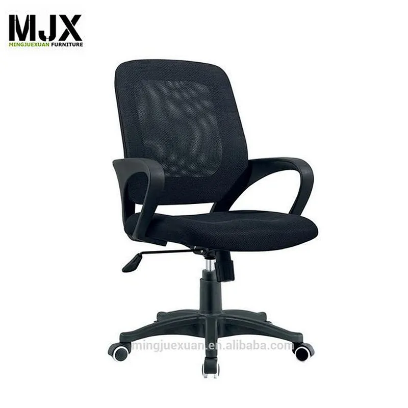 Simple design black mesh chair mid back chair with wheels