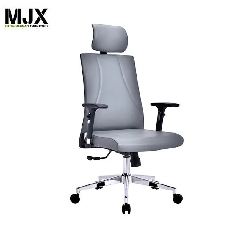 Black PU leather high back new modern swivel chair with adjustable foam padded headrest