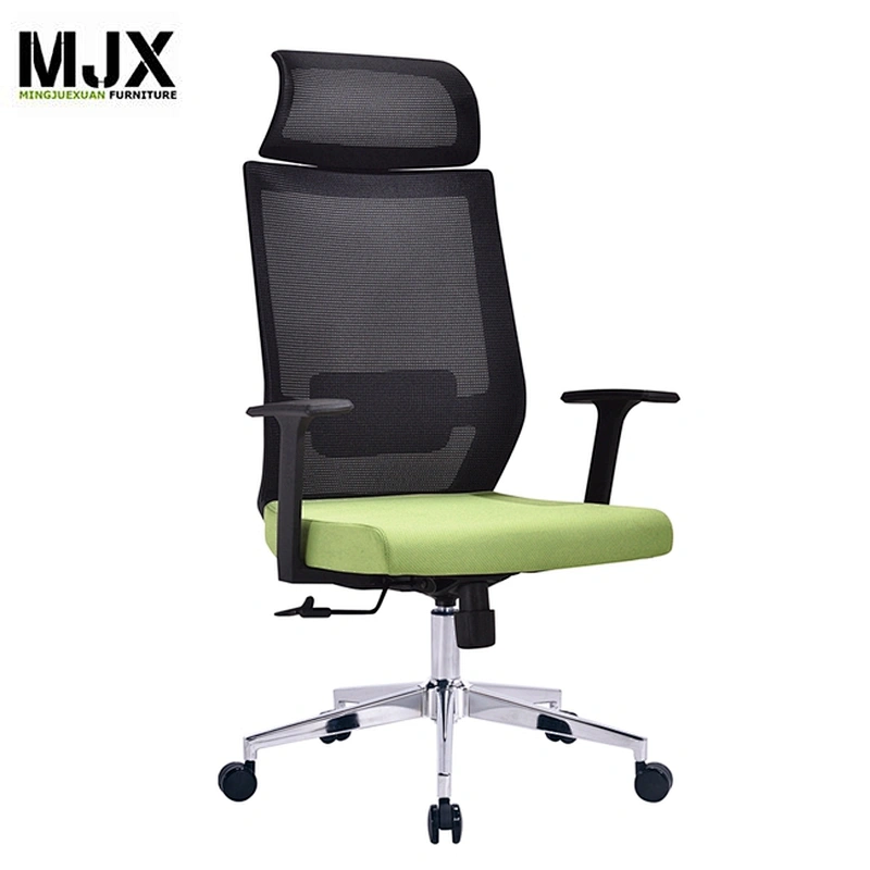 Factory new design high back aluminium arm revolving green chair Fabric Manager chair