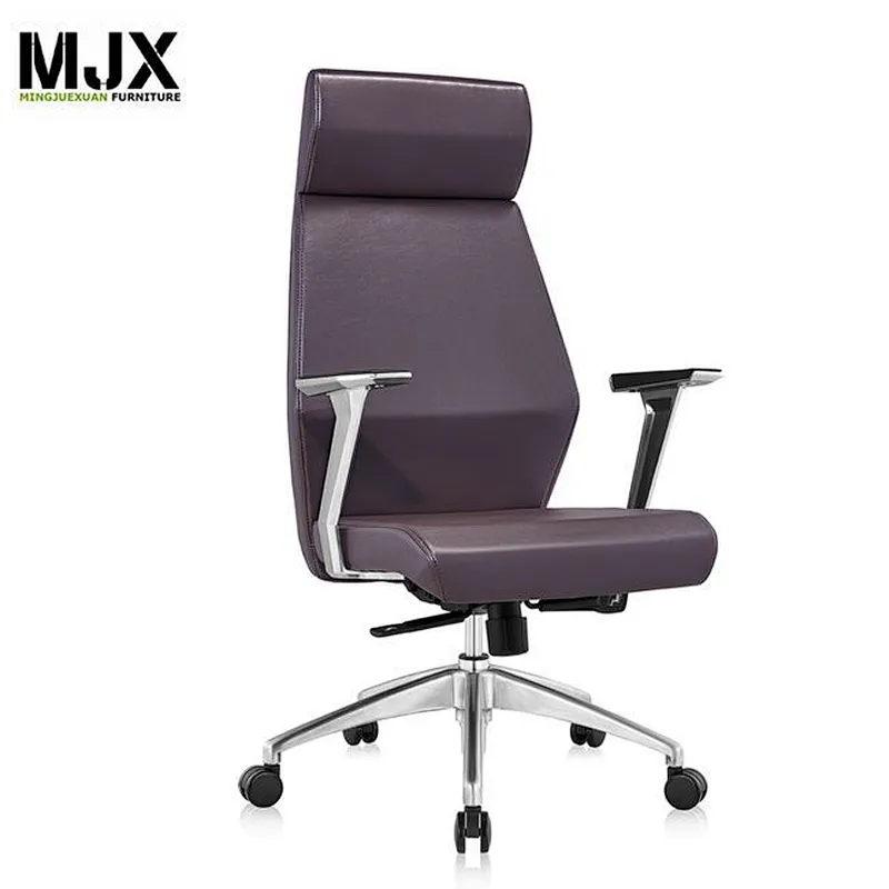 High end hot-selling luxury brown PU high back office chair with 350mm aluminium alloy polish base