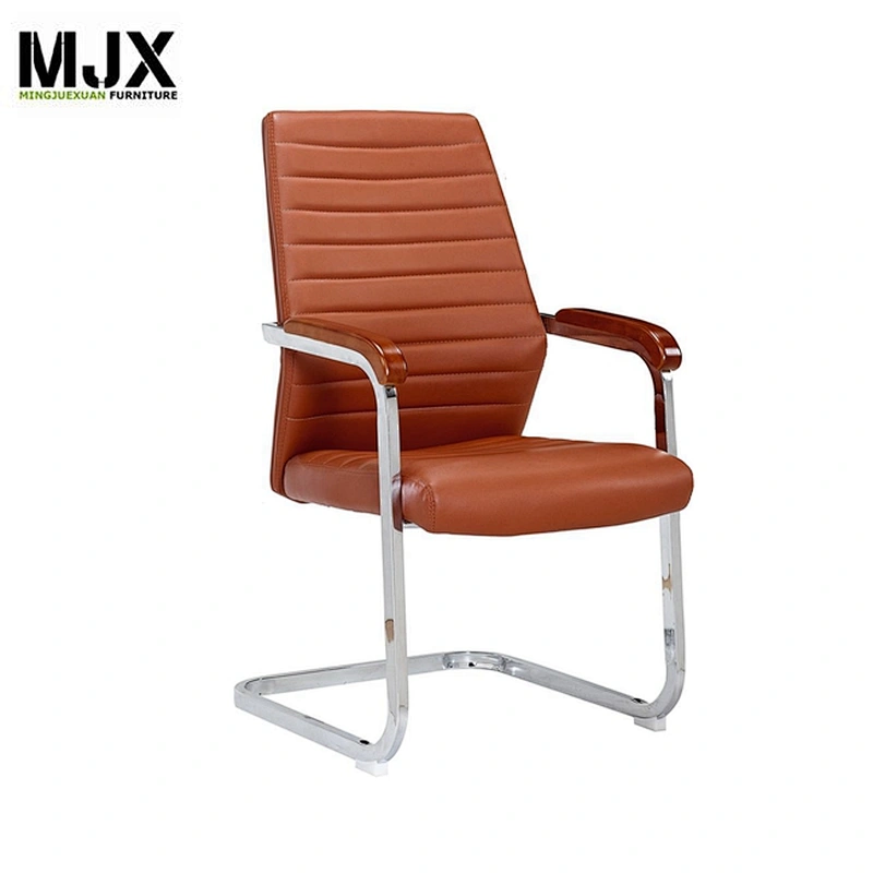 Mid back wooden armpad PU leather office chair leather kneeling chair