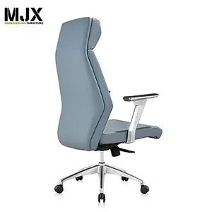 High end hot-selling luxury brown PU high back office chair with 350mm aluminium alloy polish base