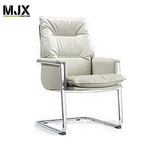 Top level white leather executive chair mid back office chair