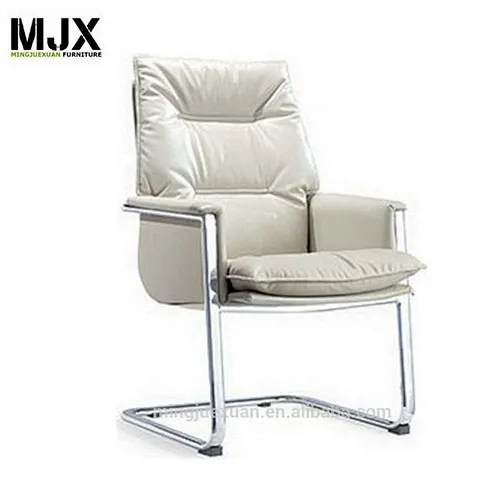 Top level white leather executive chair mid back office chair