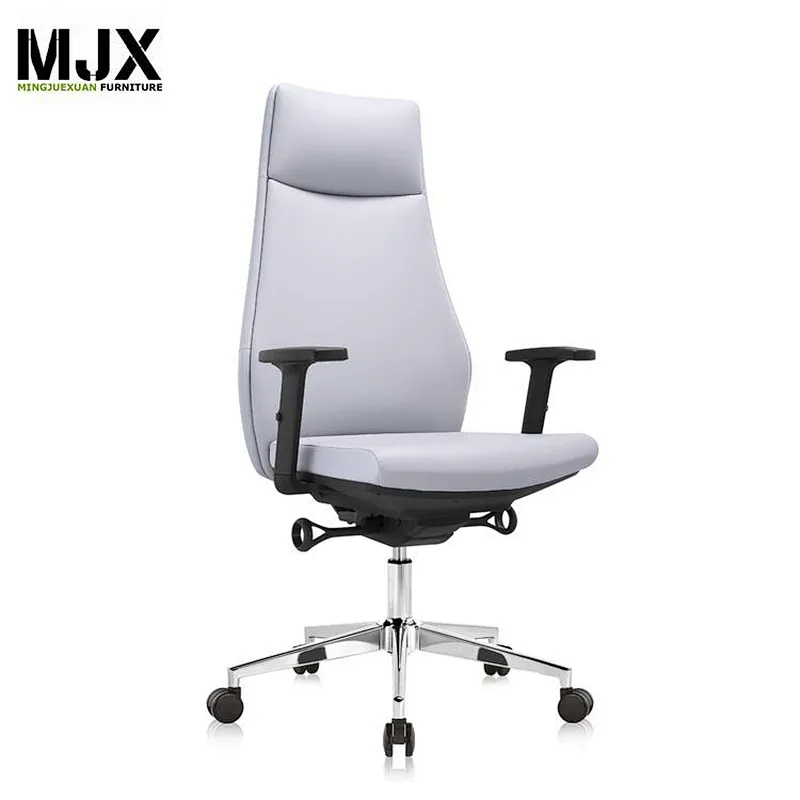 2019 new design  competitive luxury black PU high back boss chair with chrome metal base