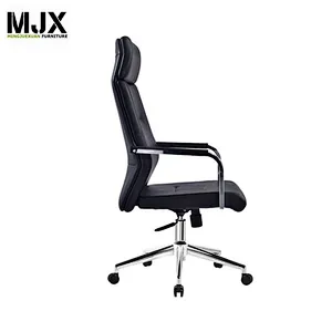 Simple design high back executive chair with chrome metal base for project