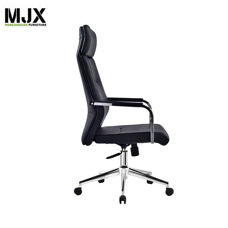 Simple design high back executive chair with chrome metal base for project