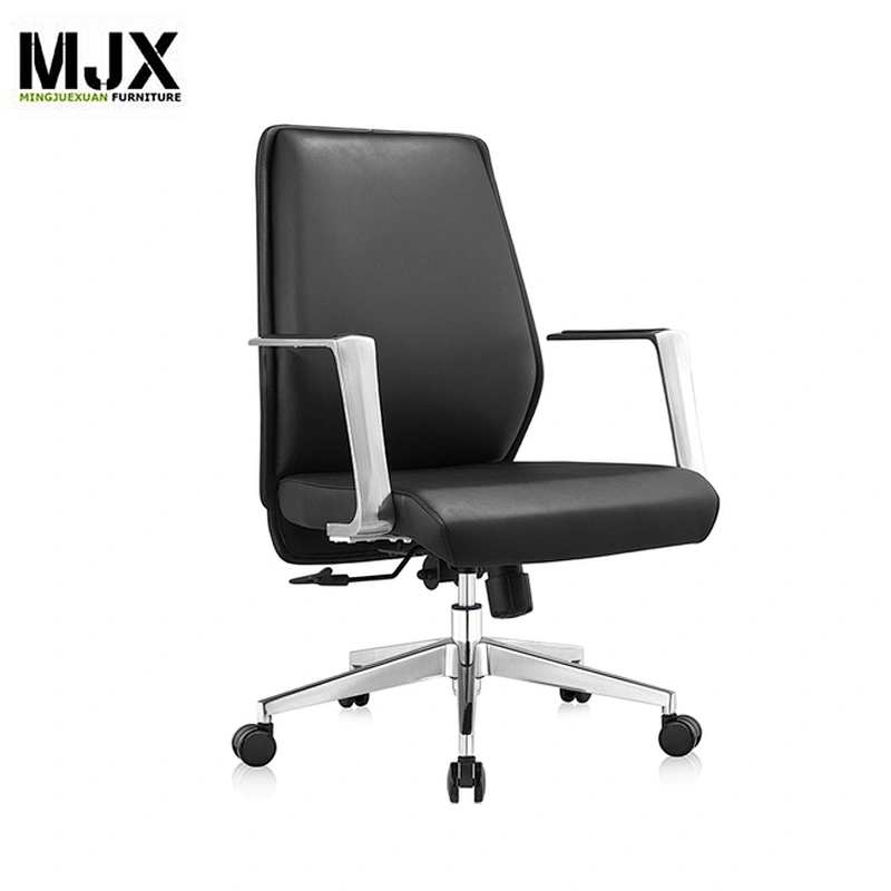 Chrome metal frame office black PU Guest chair for Reception desk
