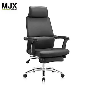 High end  black high back PU sleeping office chair with 370mm chrome base