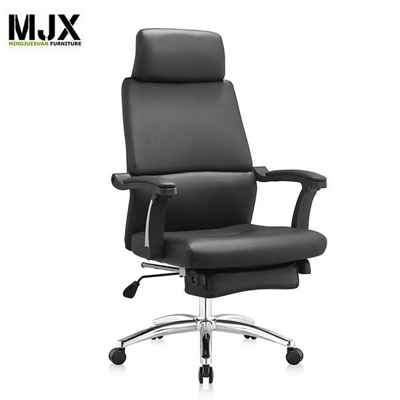 High end  black high back PU sleeping office chair with 370mm chrome base
