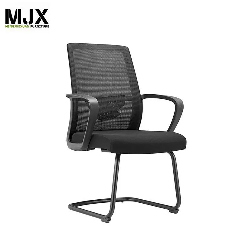 Hot selling black mid back chair with fixed armrest office chair for office
