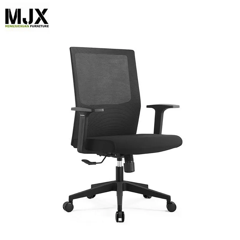 Durable high back grey mesh office chair with fixed pp with fiber armrest