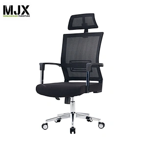 High back office swivel mesh luxury office wheelchair PU nylon castors with headrest