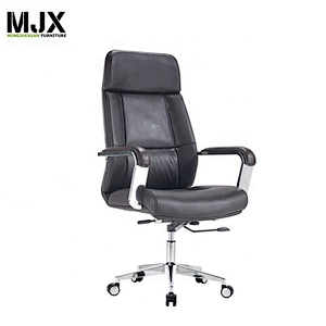 Modern office furniture chrome metal base PU leather high back executive chair