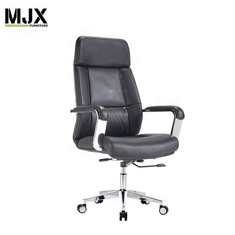 Modern office furniture chrome metal base PU leather high back executive chair