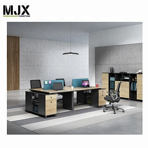 Wholesale modern office furniture tables MFC/MDF wooden 4 person office workstation