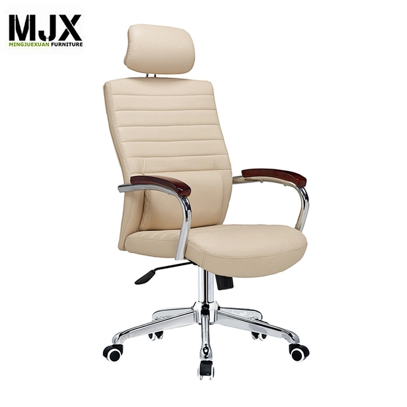 aluminium base PU swivel chair back cushion with headrest revolving freely 360 degree