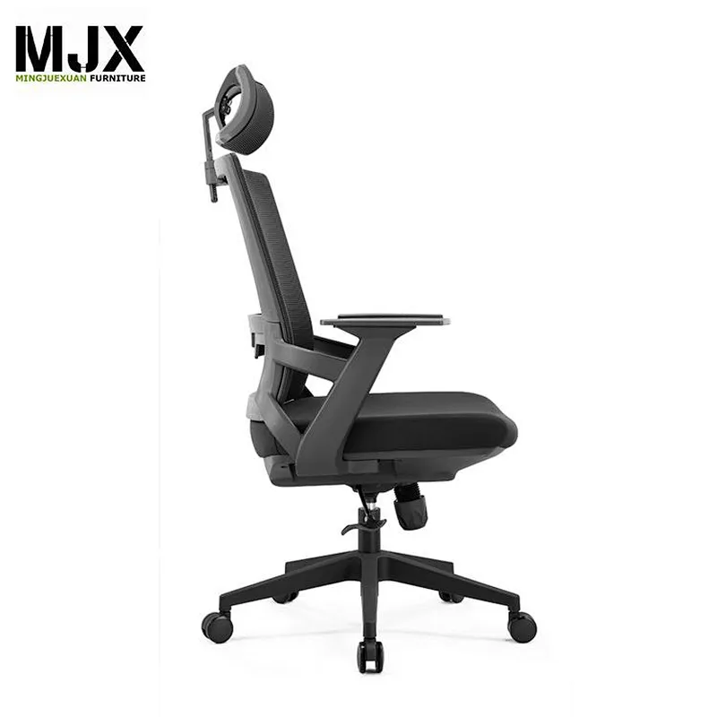 Hgih end mid back  black mesh office chair with fixed pp with fiber armrest