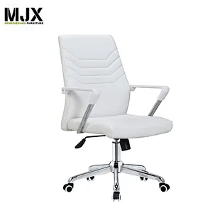 Competitive high back white PU swivel chair with PU padded seat&back