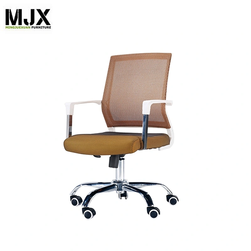Durable simple design mid back grey mesh office chair with chrome metal base