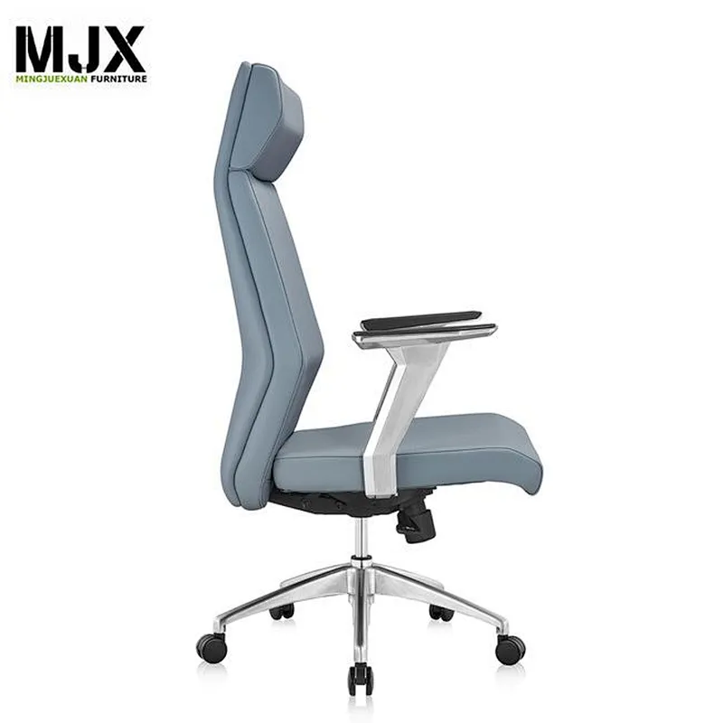 Top quality  hot-selling luxury blue PU high back office chair with 60mm PU nylon castors with BIFMA standard