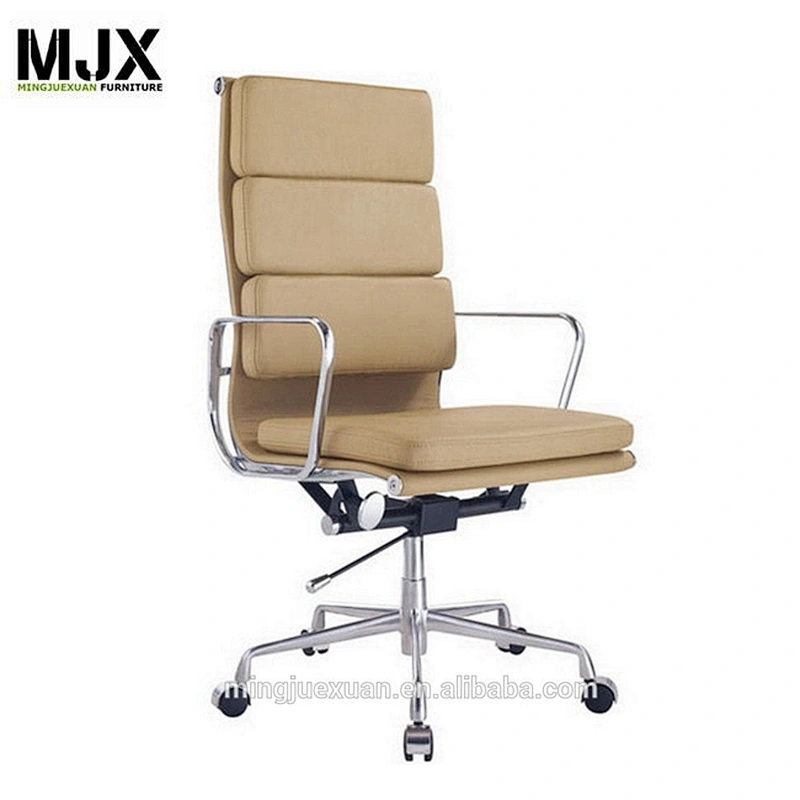 High back aluminium upholstered office leather chair