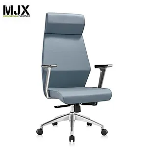 Top quality  hot-selling luxury blue PU high back office chair with 60mm PU nylon castors with BIFMA standard