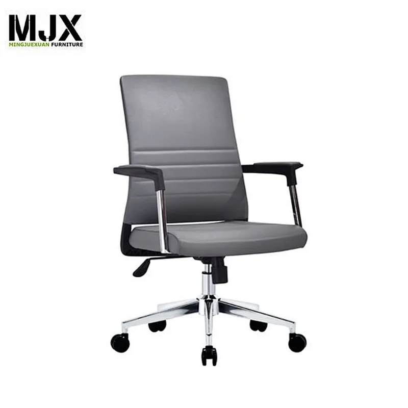 Brown PU leather hot-selling mid back executive office chair with headrest
