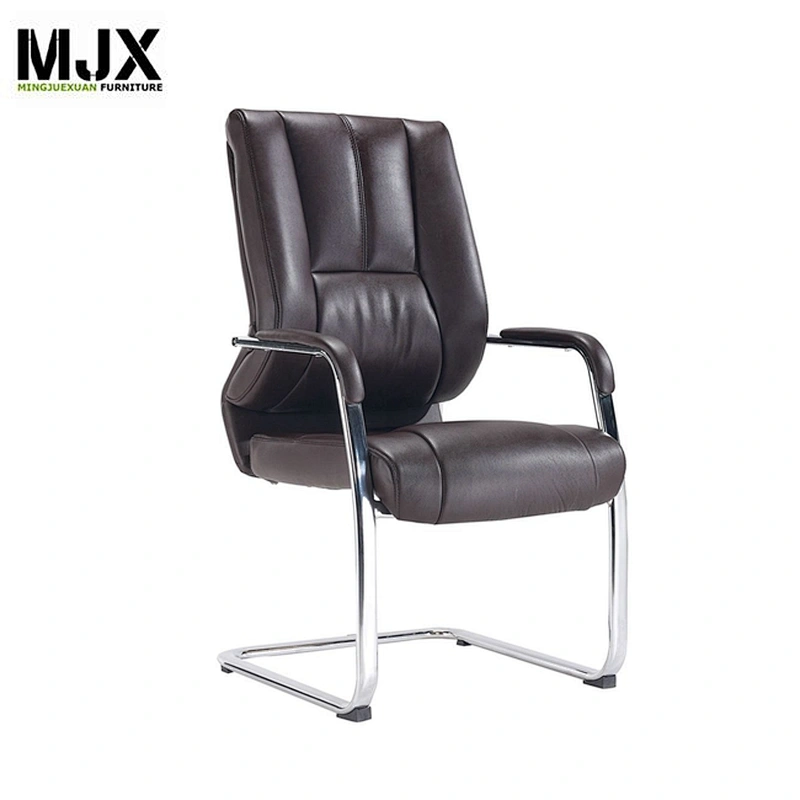 Reception room mid back no wheels Brown PU seating meeting chair