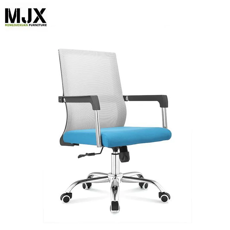 Durable high back grey mesh office chair with black removed armrest