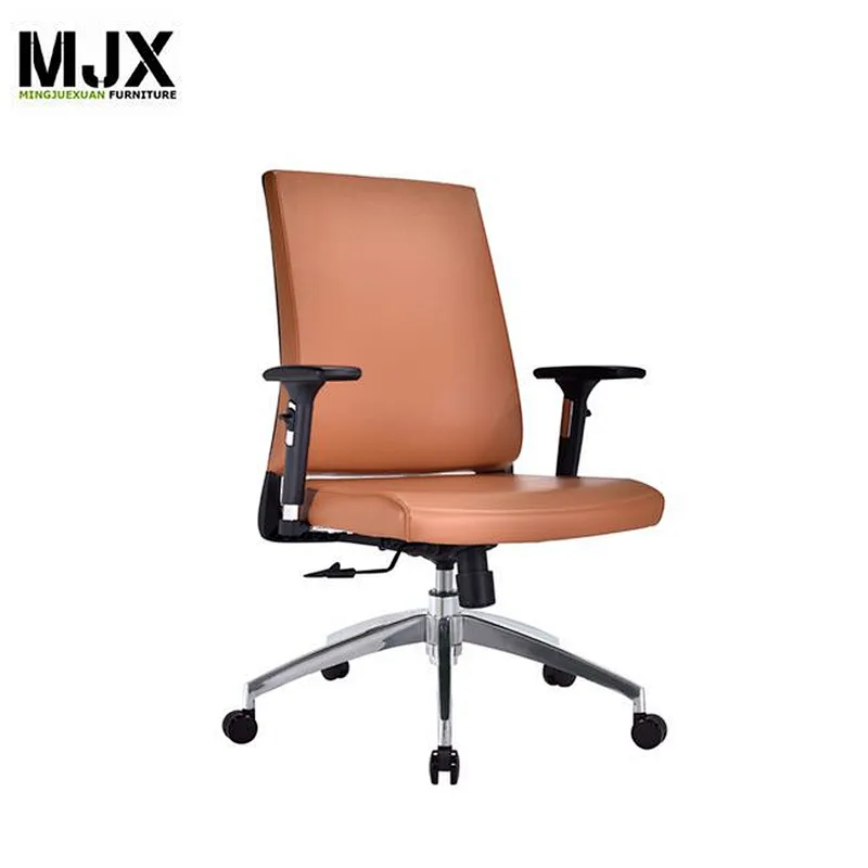Brown PU leather hot-selling mid back executive office chair with headrest