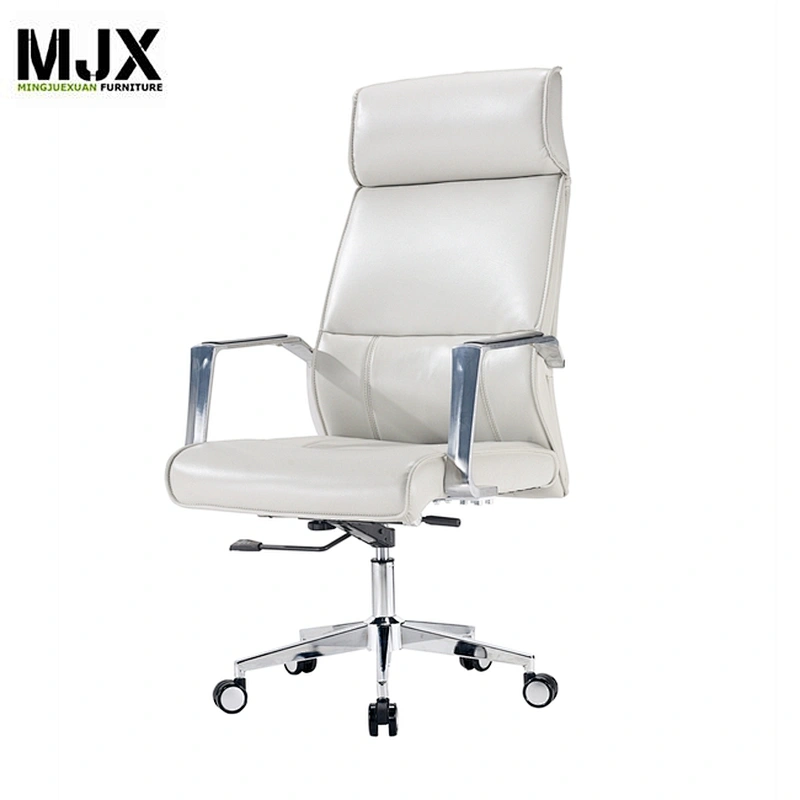 white PU executive chair back reclining back with aluminium base