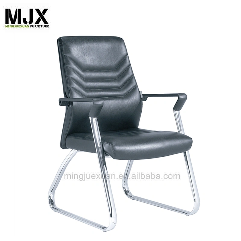 Office equipment adjustable height chair black  leather CEO office chair with Chrome metal arm frame