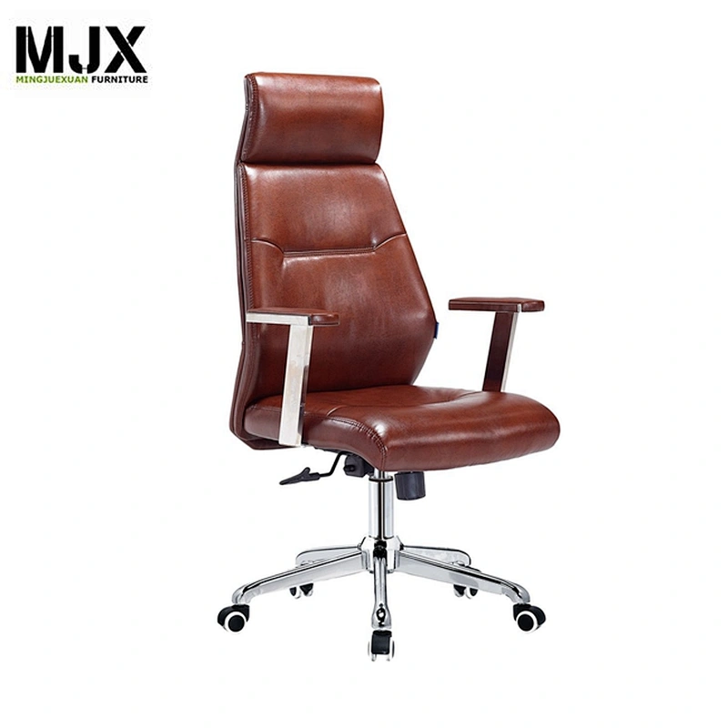 Mid back wooden armpad PU leather office chair leather kneeling chair
