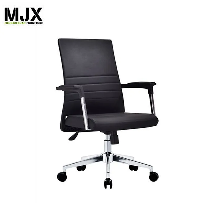Comfortable brown PU leather mid back executive office chair with BIFMA passed 60mm PU nylon castors