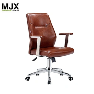 Mid back wooden armpad PU leather office chair leather kneeling chair
