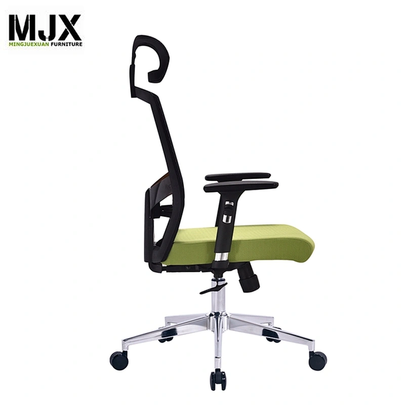 Factory new design high back aluminium arm revolving green chair Fabric Manager chair