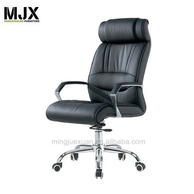 MJX luxury leather boss office chair with wooden armrest